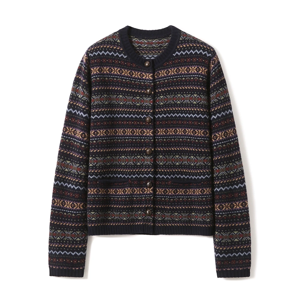 【九月木兮】意大利工艺羊M羊R提花针织开衫のS73411ZWNVG