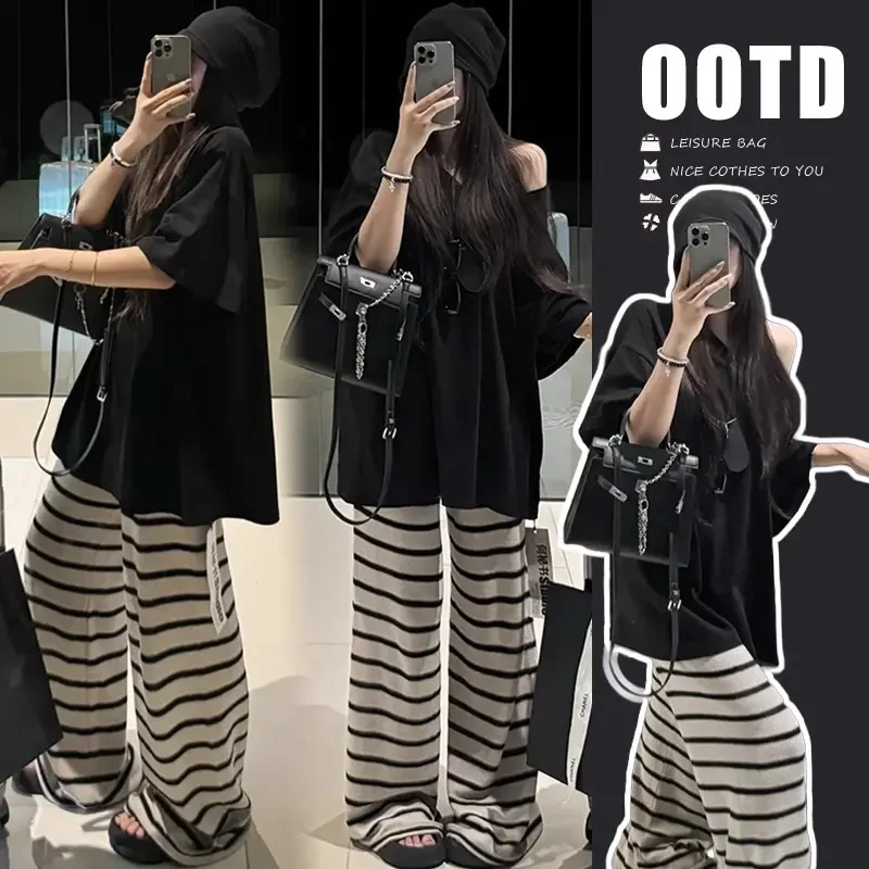 休闲孕妇夏季新款洋气慵懒风百搭上衣宽松大码阔腿裤