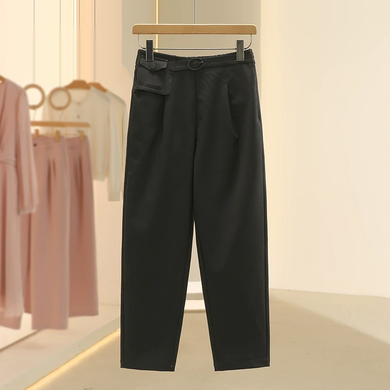 【檬】小个子纯色时尚百搭休闲裤2025春季新款专柜撤柜女装
