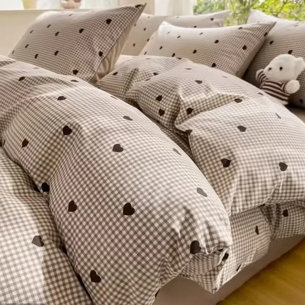 【2.0双人床单咖色爱心】加厚牛奶棉秋冬保暖加绒舒适斜纹加密床单