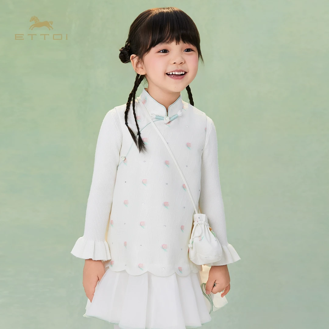 ETTOI爱多娃女童新中式连衣裙2025新款甜美国风公主