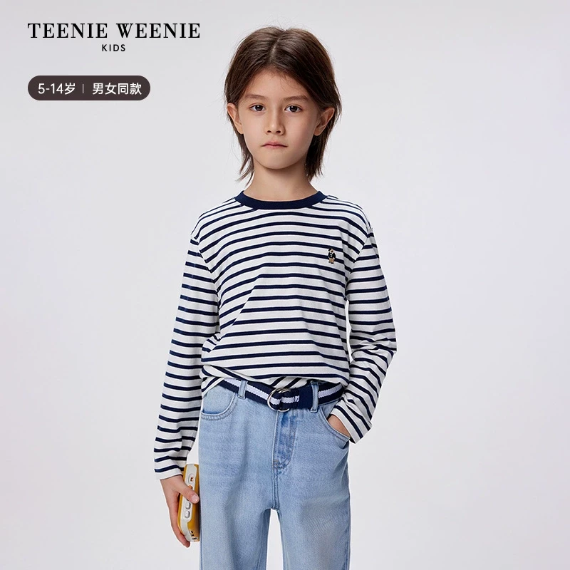 TeenieWeenie Kids小熊童装25年休闲条纹长袖纯棉T恤TKLS256382H