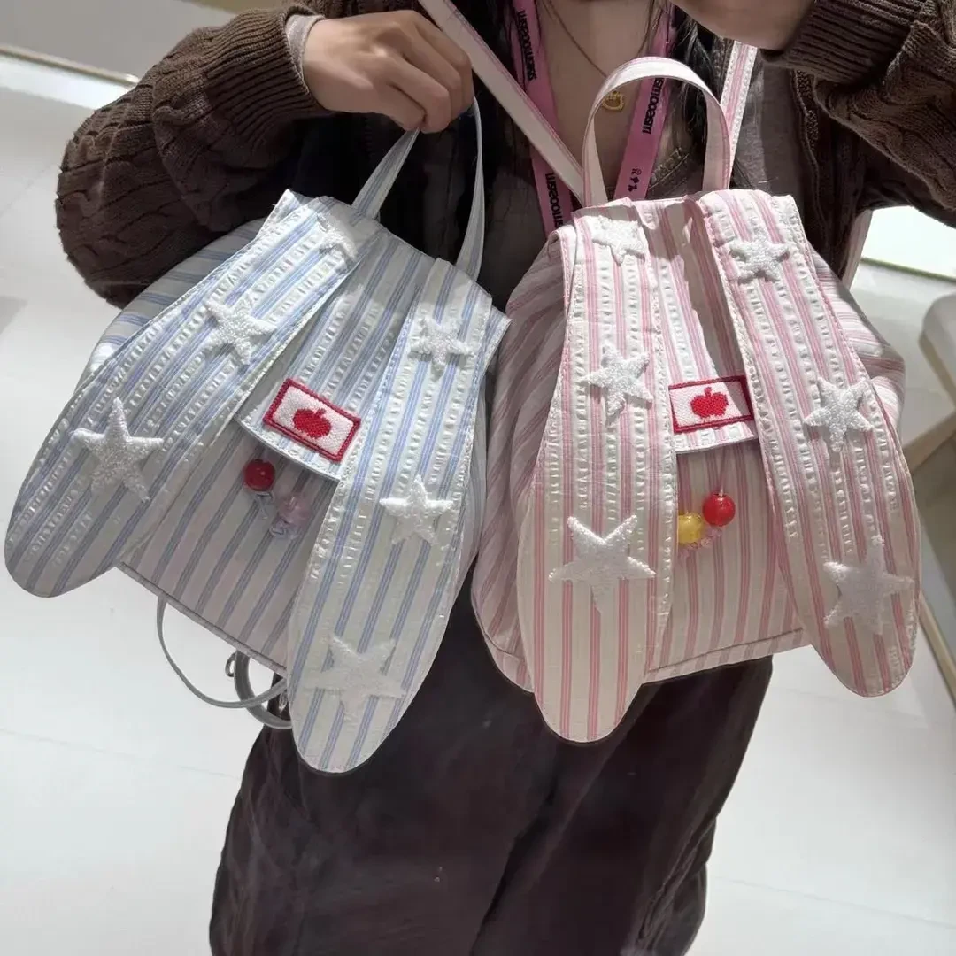 新款兔耳包包森系双肩包大容量女生旅行可爱书包学生背包Q