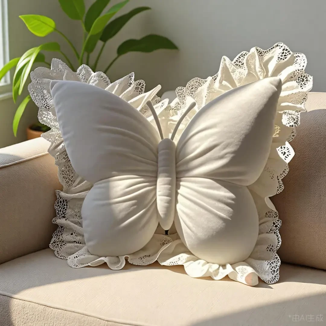 ins奶油风头枕沙发枕车内创意蕾丝车载座椅靠颈枕车用枕头腰靠垫