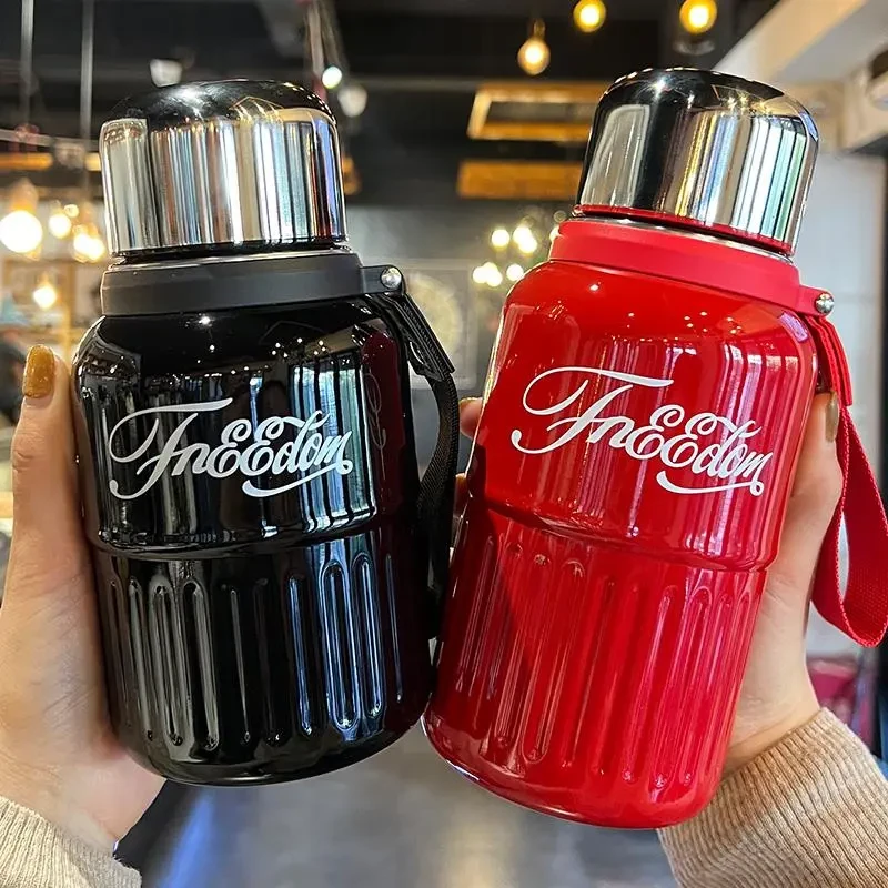 日本保温杯女士高颜值新款2025大容量水杯男款学生上学外出携带盖