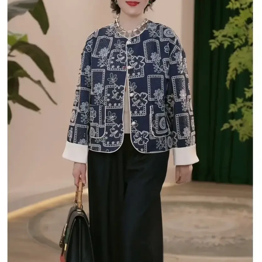 2025春季新款妈妈装新中式国风重工气质外套减龄中年女装短款上衣