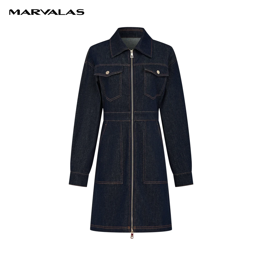 【丽公主】曼德诗纯色牛仔裙棉质复古时尚连衣裙女M535309297