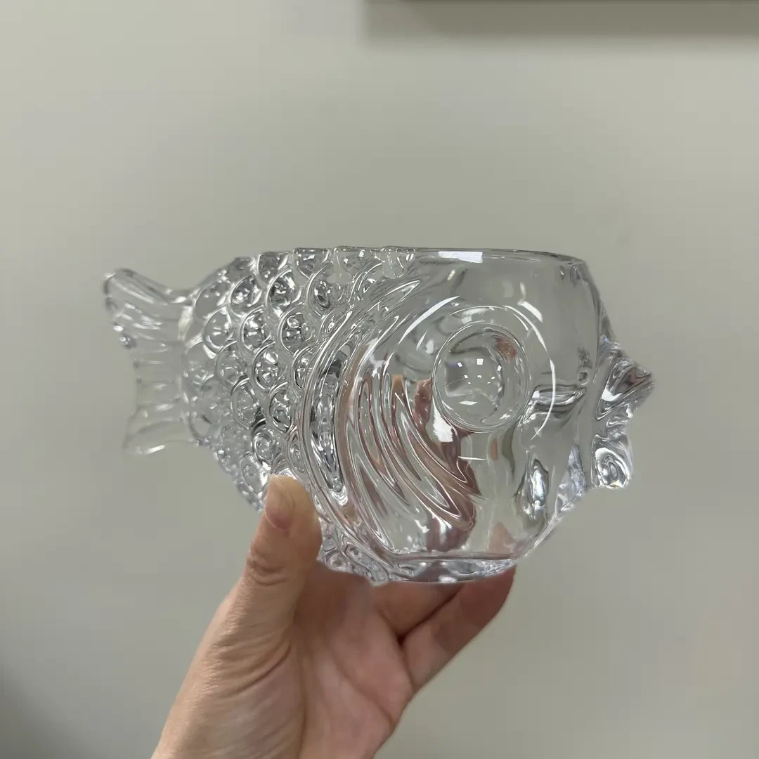 创意水晶玻璃花瓶简约水培植物绿萝小鱼透明摆件办公室桌面装饰品