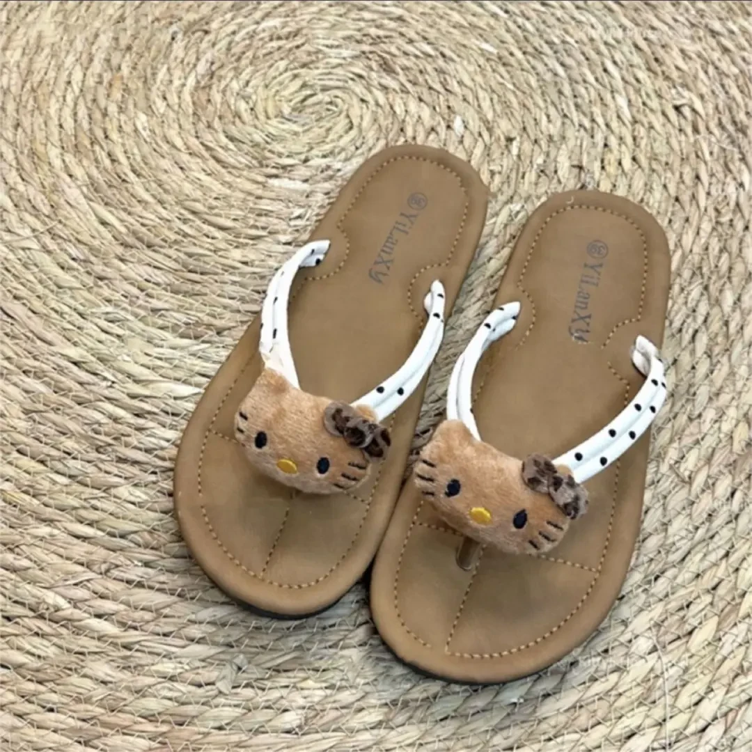 可爱人字拖女波点猫2025新款夏季沙滩防滑度假平气不臭脚女生W341