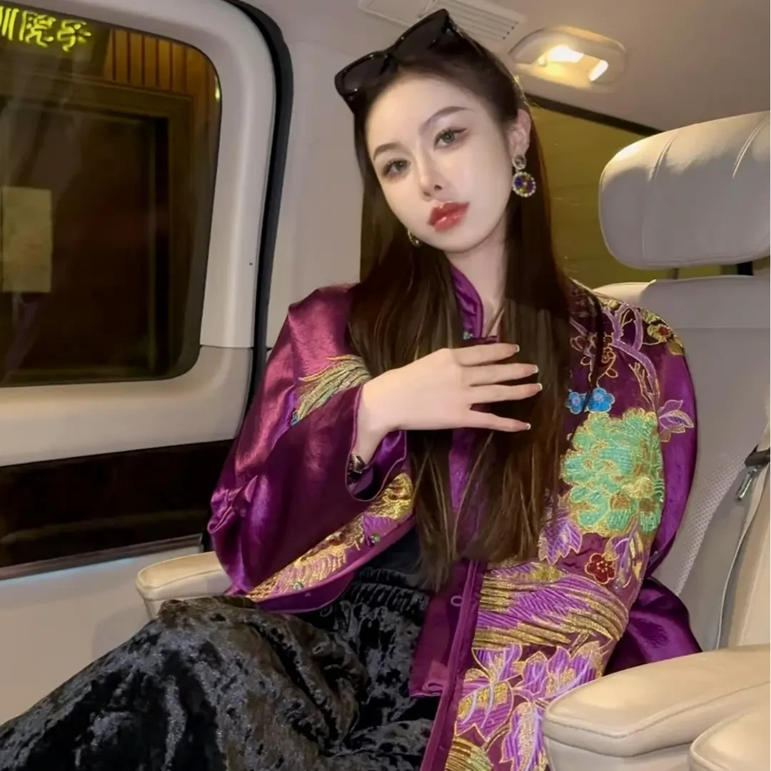 蘇格高定【紫韵】新中式国风重工珠片刺绣时尚复古紫色外套女S75