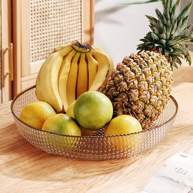 金边玻璃水果盘家用客厅茶几简约现代轻奢风新年结婚零食盘干果盘