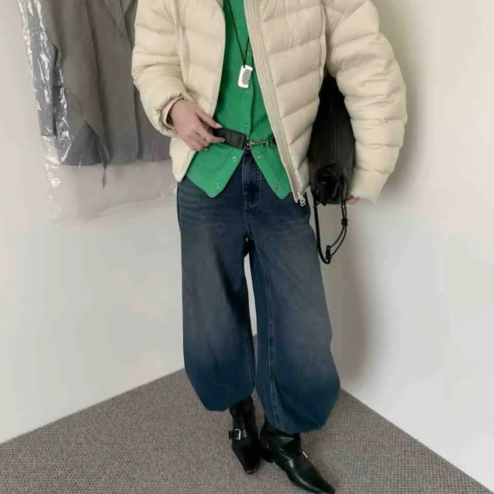 00561冬季新款韩版宽松立领排骨羽绒服女短款加厚保暖50白鸭绒