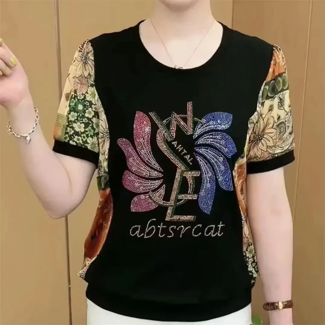 夏季妈妈装上衣休闲洋气短袖小众漂亮大码显瘦百搭宽松T恤女半袖