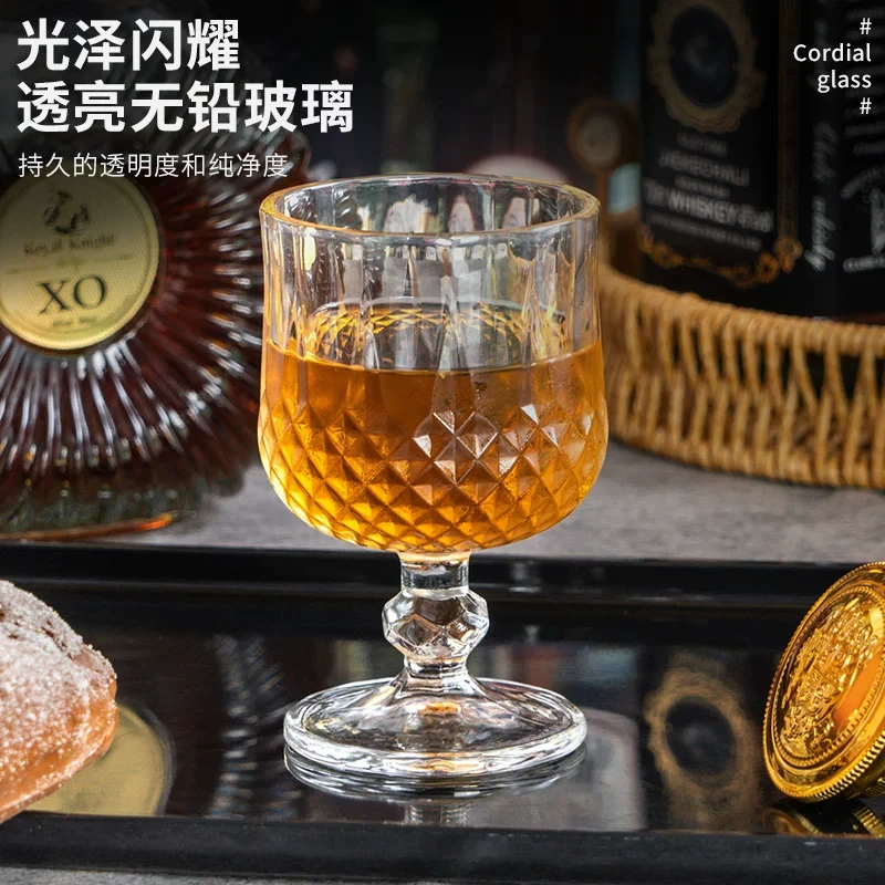 欧式高颜值加厚玻璃杯鸡尾酒杯高脚杯家用钻石矮脚杯
