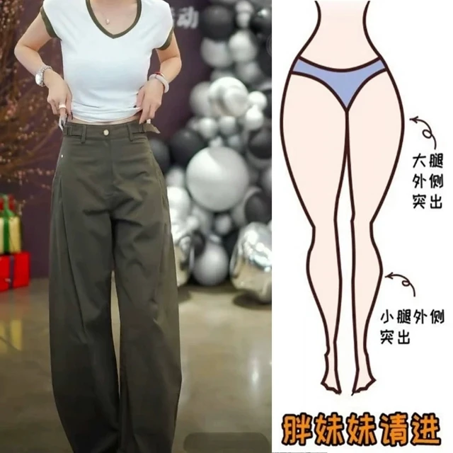 大码女装2025夏季薄款胖妹妹工装休闲裤气质显瘦高腰阔腿弯刀裤女