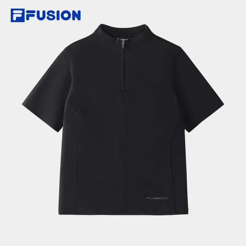 FILA FUSION女装新款时尚夏季半拉链休闲潮流短袖T11W511102