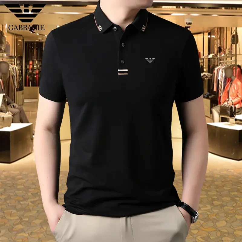 专柜正品2025棉质短袖T恤男士夏季新款商务休闲透气翻领POLO衫男