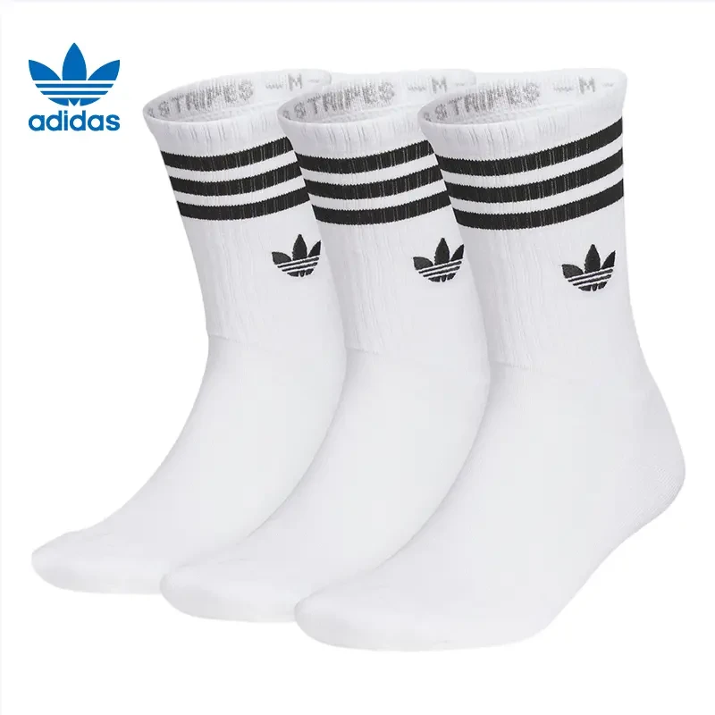 adidas/阿迪达斯三叶草 中性CREW SOCK 3双装 中筒袜-JP1275
