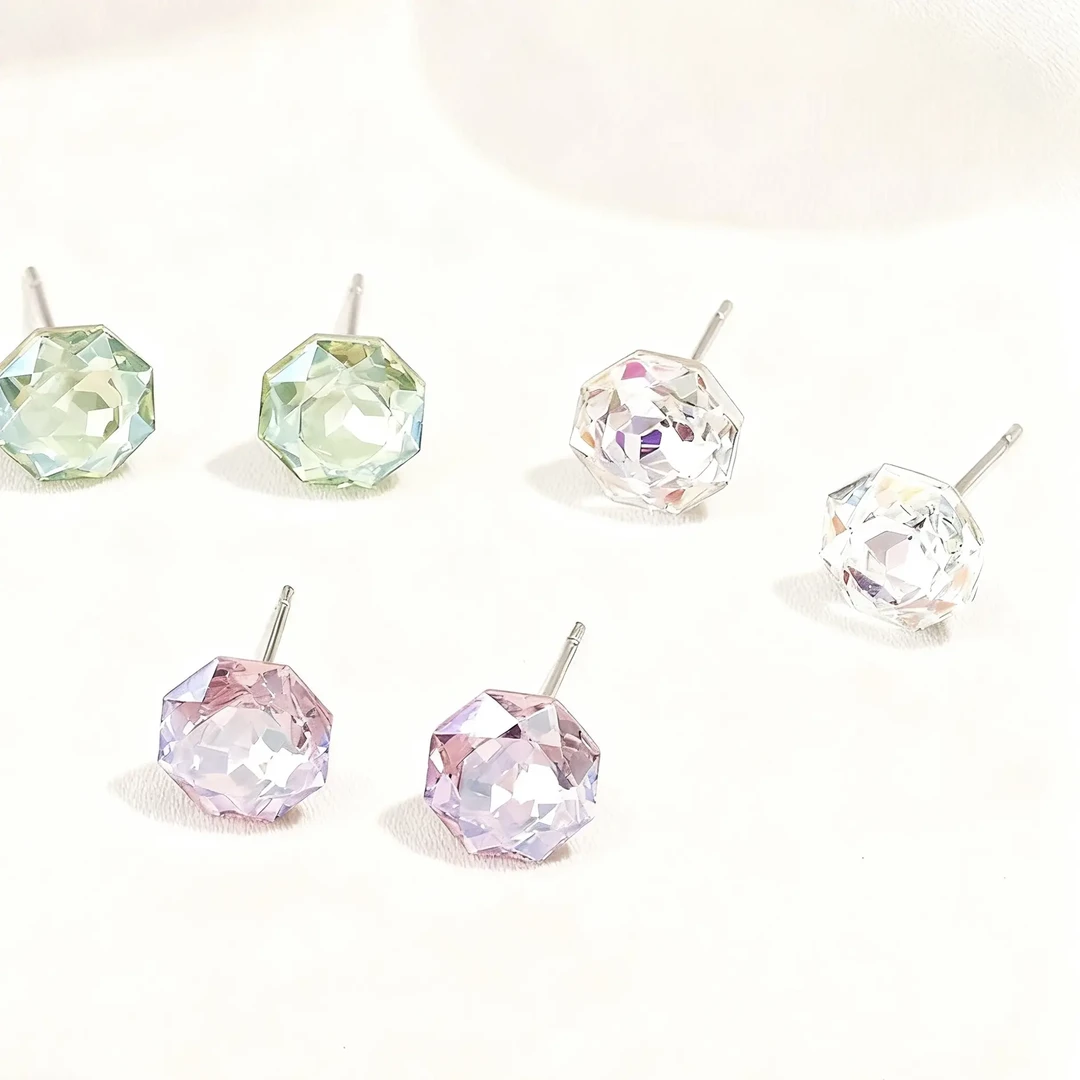 铜合金耳饰 925银针「都市闪闪」1150轻奢风格简约耳钉爆闪高亮耳饰