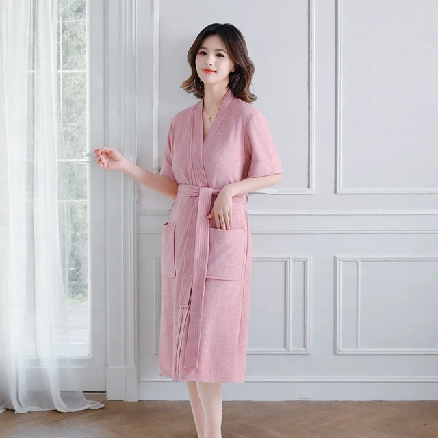 毛巾浴袍2025春秋男女款情侣睡袍四季通用短袖可穿式浴衣吸水速干