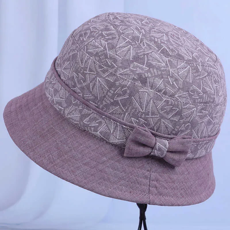 中老年人帽子女春秋天奶奶薄款遮阳渔夫帽盆帽短檐妈妈布帽老人帽