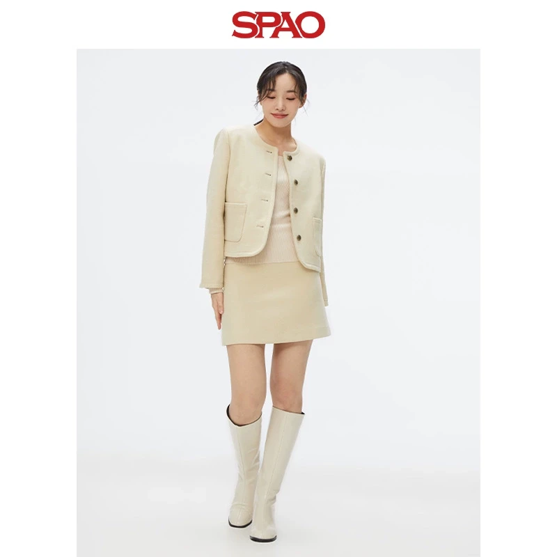 【商场同款新品】SPAO韩国同款2025女士优雅小香风短外套SPJKF12W01