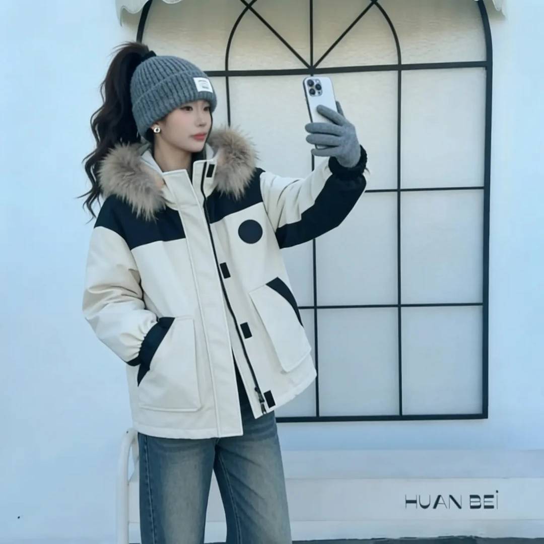 冬季毛领派克鹅绒服时尚休闲轻奢女时尚小众炸街高级感女装