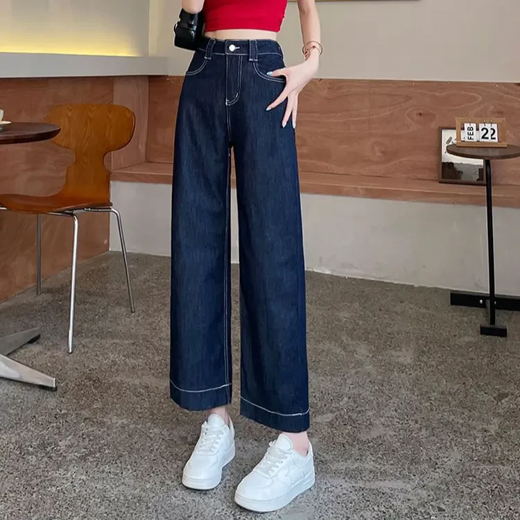 2025春夏秋爆款流浪丹宁风直筒九分牛仔裤子女小个子宽松阔腿裤