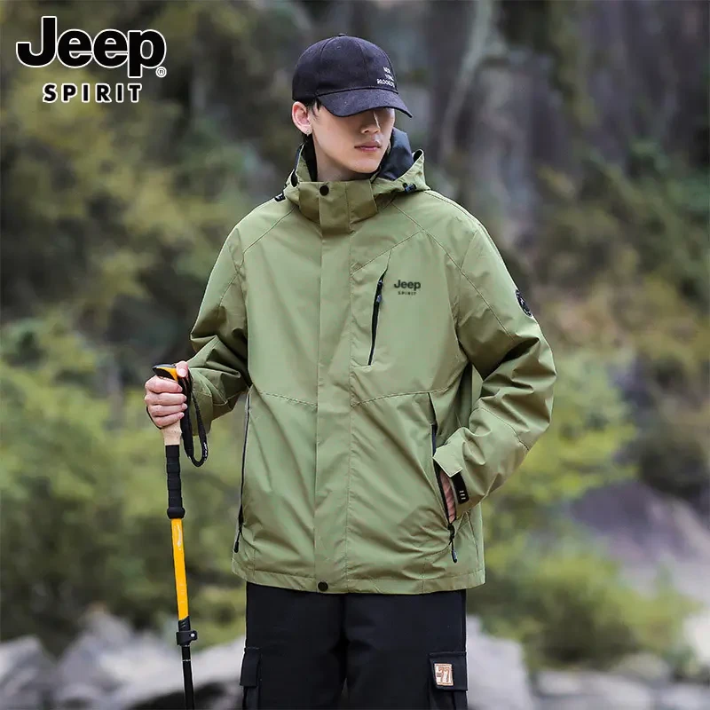 Jeep吉普户外三合一冲锋衣2025秋冬夹克男登山服情侣防风防水外套