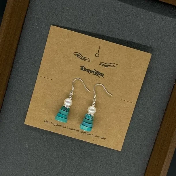 非金属树脂耳饰 非金属藏式耳饰 民族风石头耳环 诺布原创手作