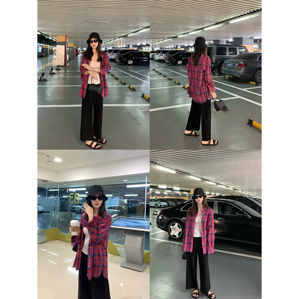 大小姐 row系老钱高级感高支轻薄夏日透气100棉防晒开衫格子衬衫