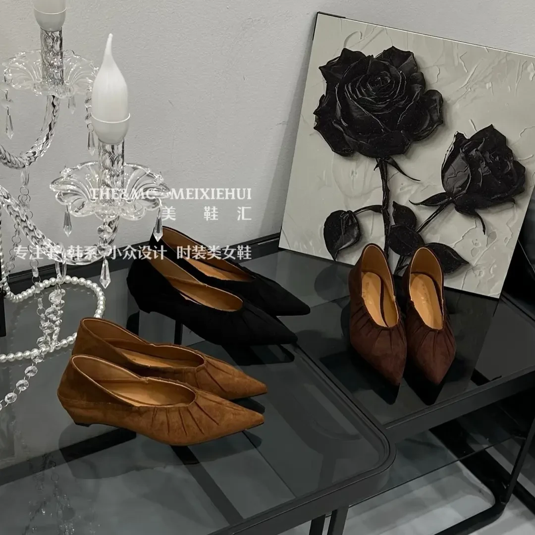 小众复古风绒面尖头单鞋（以直播间为准）无运费险