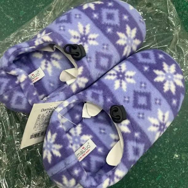 紫色雪花家居棉拖 （包后跟）