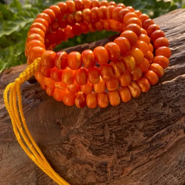 天然欧洲回流瓷白花橘皮老蜜蜡盘珠手串挂脖