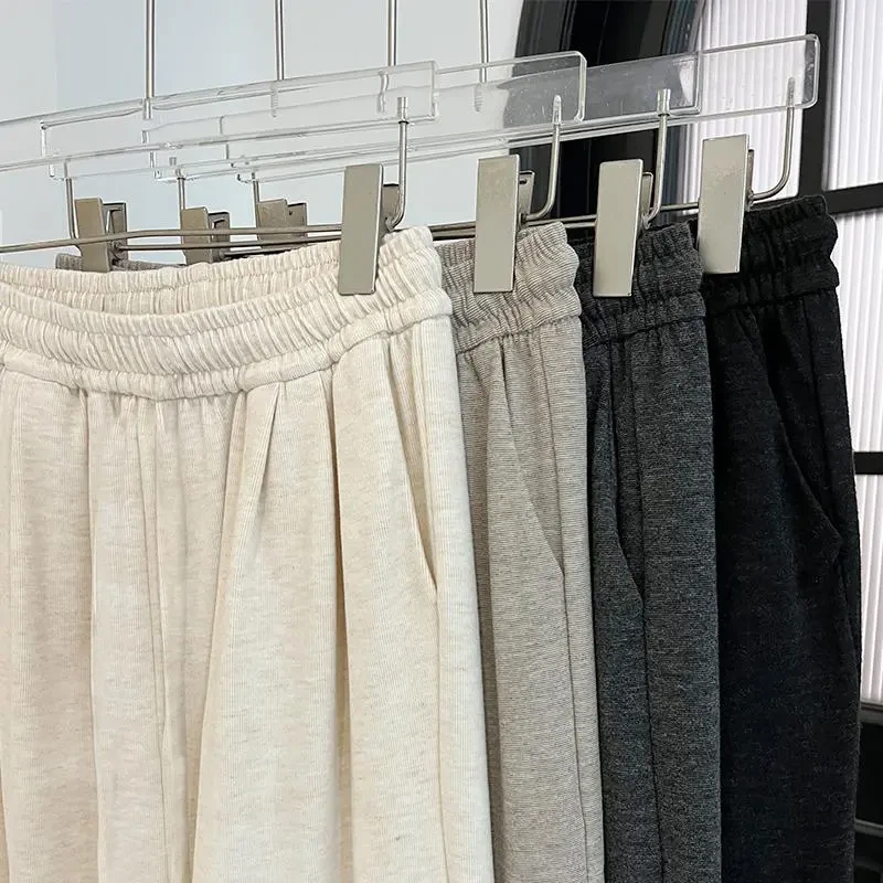 微胖MM春季慵懒宽松风休闲裤大码时尚复古阔腿糯米山本裤