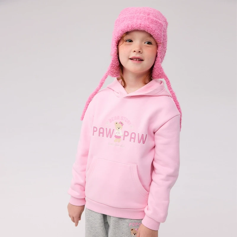 PAWINPAW24年秋冬新款儿童宽松运动加绒冬季连帽卫衣PCMAE4T31M