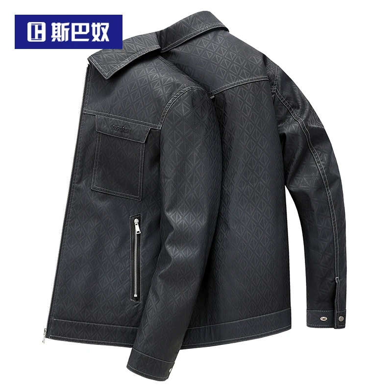 斯巴奴新款夹克男2025春季休闲翻领茄克衫百搭上衣春秋装拉链外套