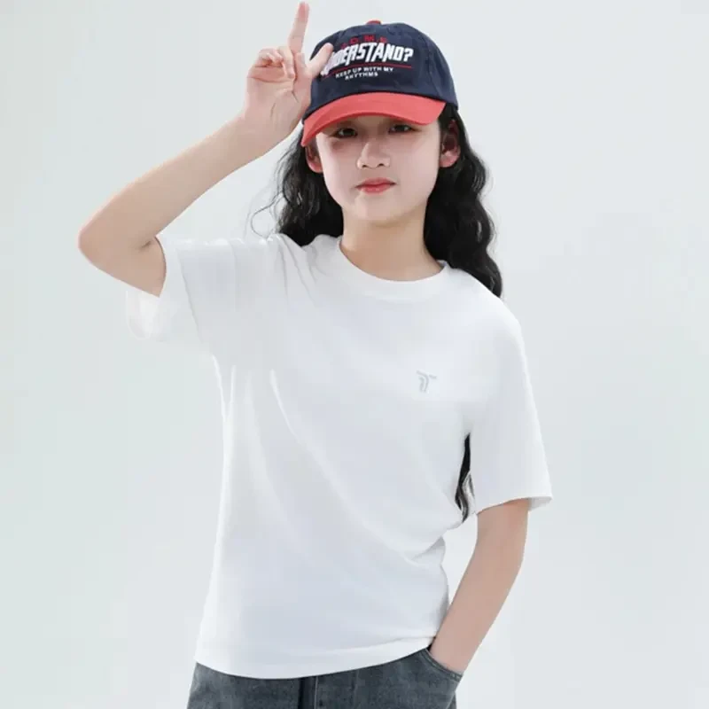 男童女童打底衫春秋纯棉青少年女孩大童内搭长袖t恤儿童白色上衣