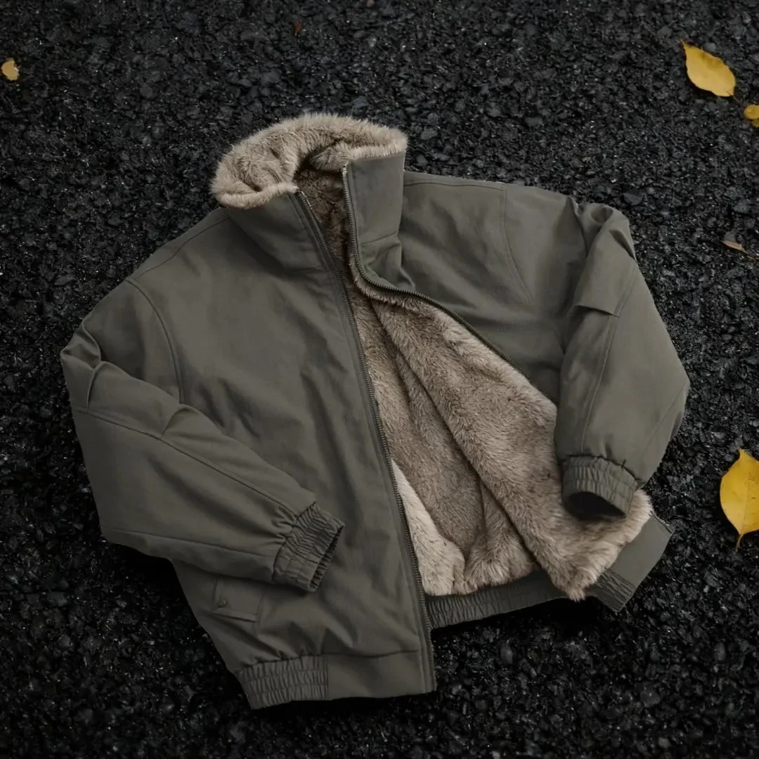 冬装哈林顿双面穿座山雕棉服男女加厚加绒保暖cleanfit复古棉衣潮