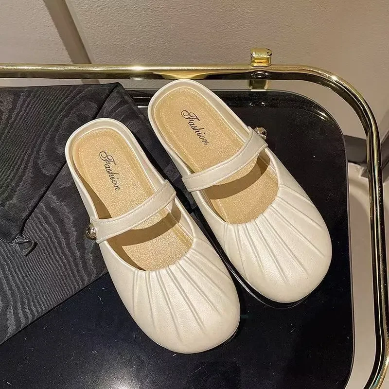 2025新款平底包头拖鞋女生懒人鞋新款法式一脚蹬外穿时尚软底单鞋