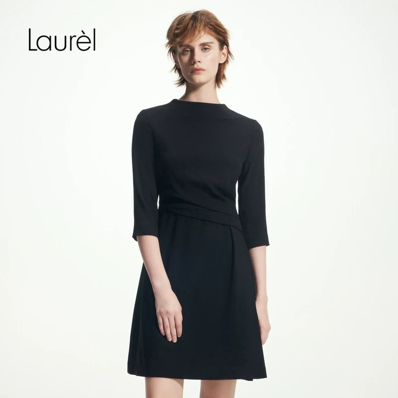 【三醋酯】Laurel劳芮新款收腰褶皱连衣裙女LWD346Y60100