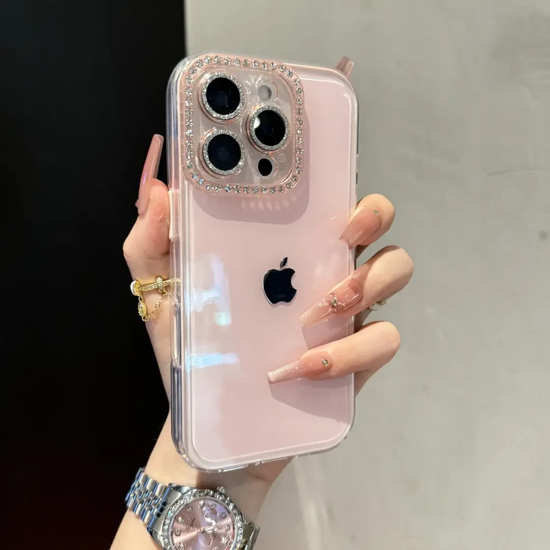 日韩高颜值闪钻镜果冻适用iPhone手机壳promax简约女神14硬