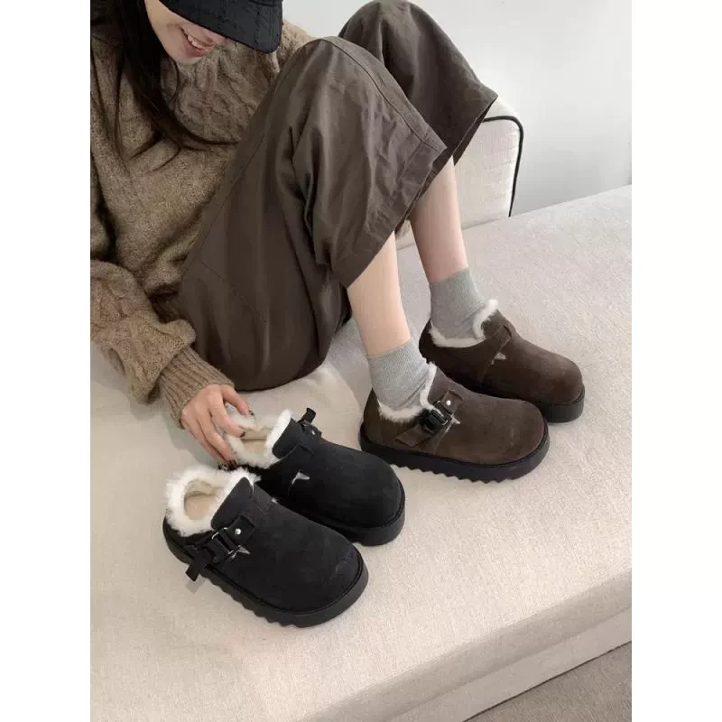 专柜288～甜酷辣妹~真皮厚毛勃肯鞋女厚毛勃肯鞋女3007-51A56