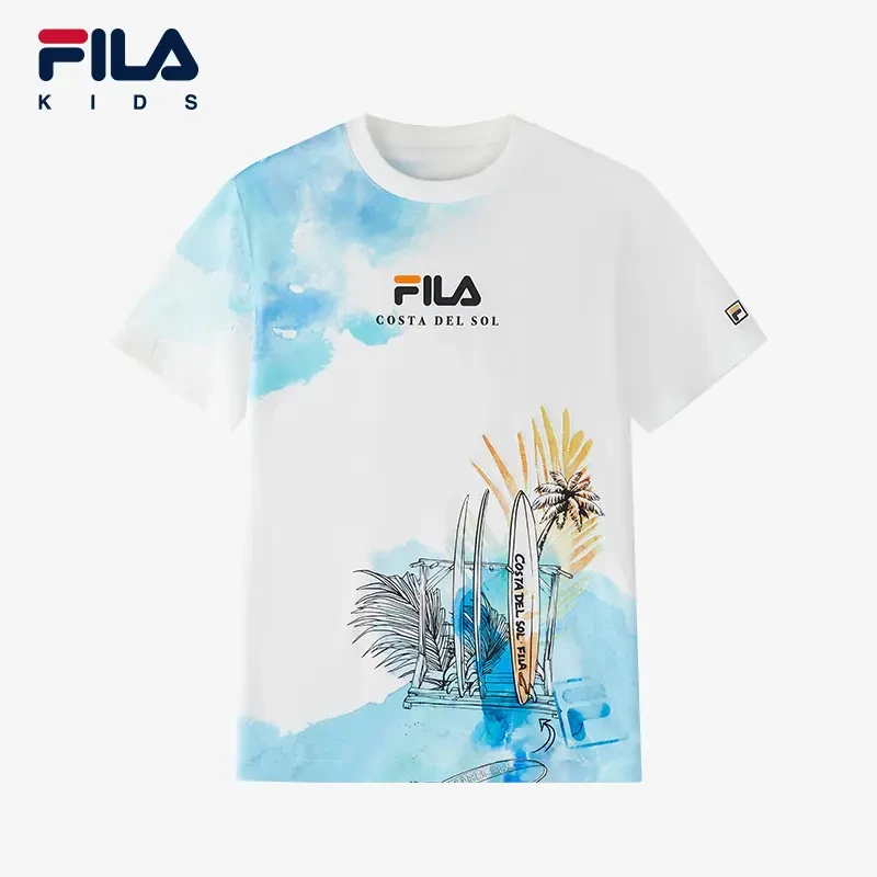 FILA斐乐儿童25年夏季新款中大童时尚百搭运动短袖T恤K62B522107
