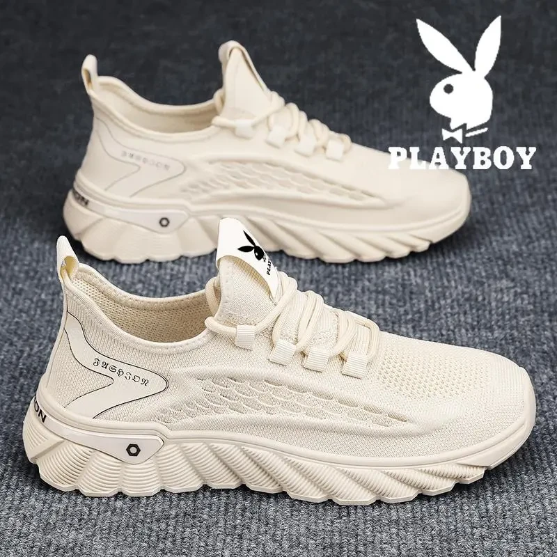 花花公子网面鞋子男款秋季新款休闲男士百搭透气飞织潮流运动男鞋