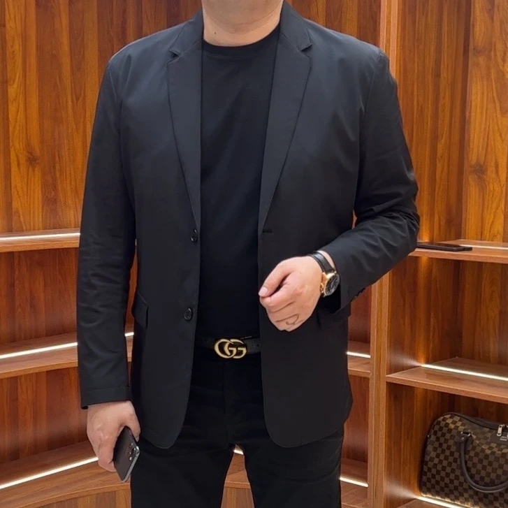 孙大漂亮休闲西装外套男款秋季上装百搭黑色商务西服暴徒系扣上班