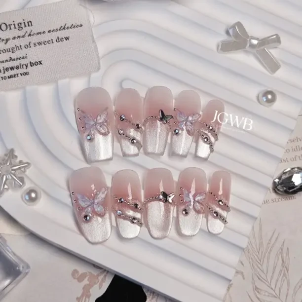 【梦幻蝶影】纯手工猫眼蝴蝶显白纯欲风穿戴甲