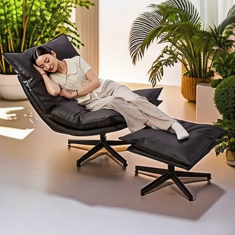 现代简约劳伦斯单人沙发椅北欧风PU办公休闲椅家用摇摇椅