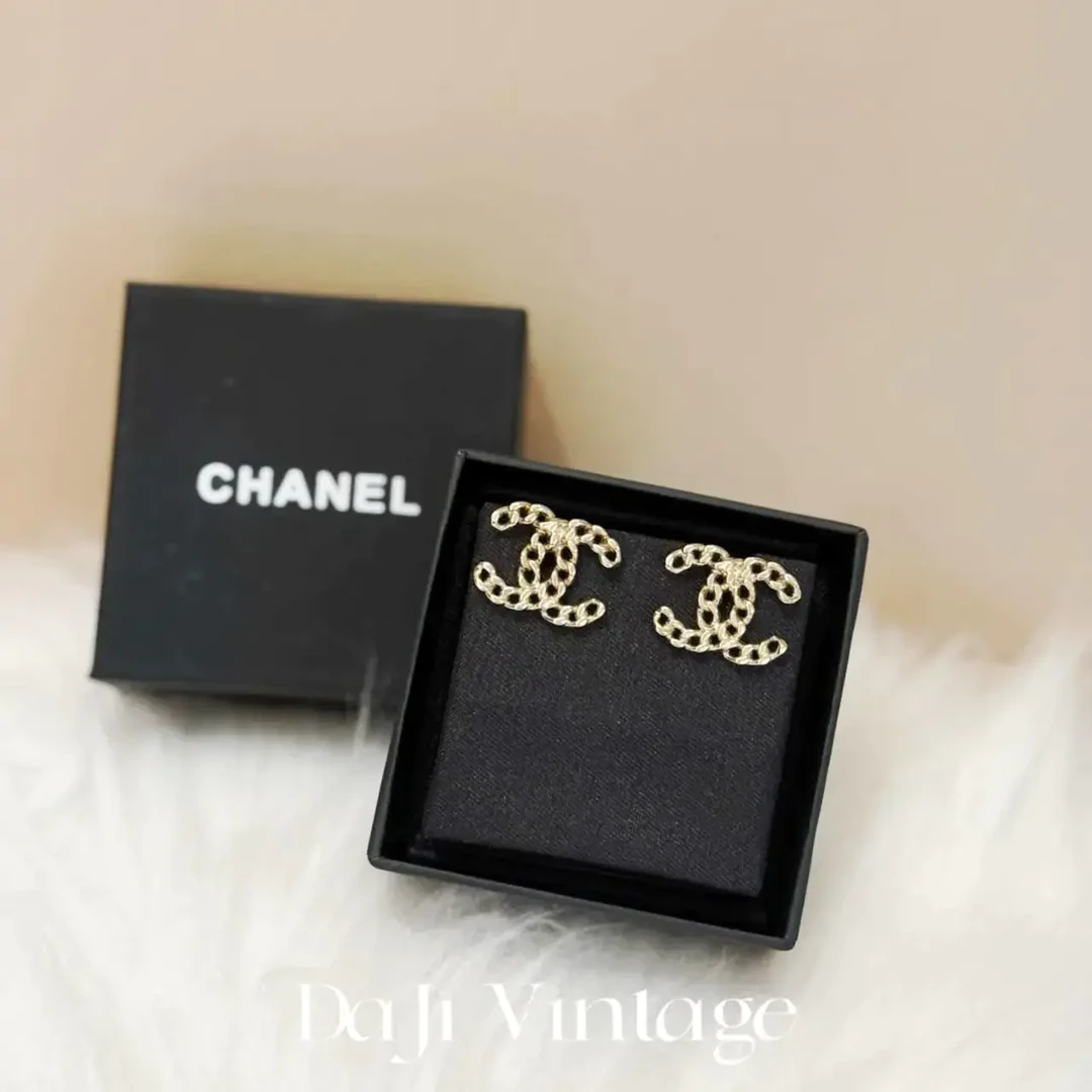 99新 Chanel/香奈儿 大吉中古/香奈儿双c镂空耳夹