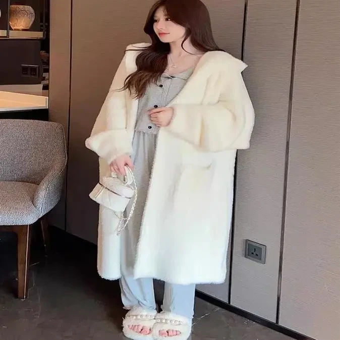 长款气质磨破冬季毛针织衫秋季披肩型时尚纯色毛衣显瘦网红百搭